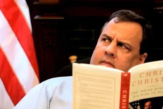 A still from Christie's New Jersey Press Association Legislative Correspondents Club Show video from 2012